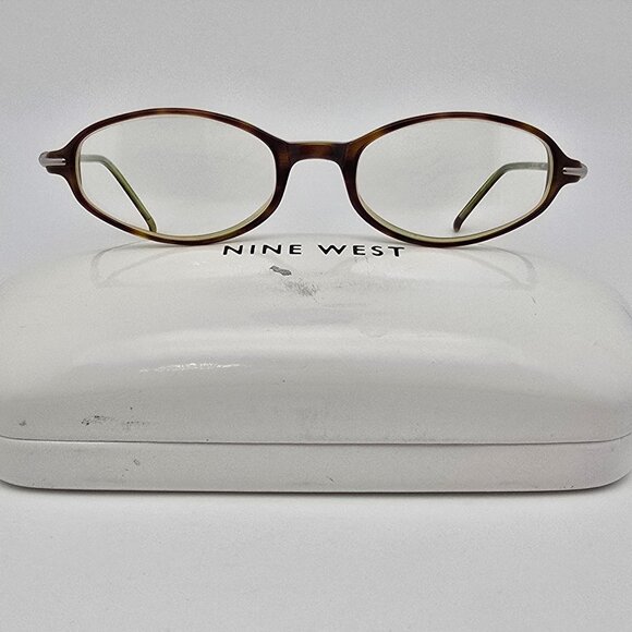 Nine West 25 6WU Tortoise Crystal Green Oval Petite Eyeglasses Frame w Case 47mm - Picture 1 of 15